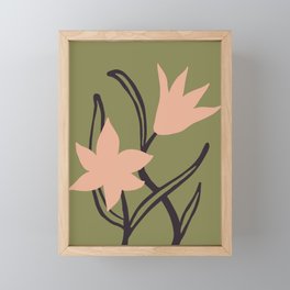 matisse inspired flowers | pink and green Framed Mini Art Print