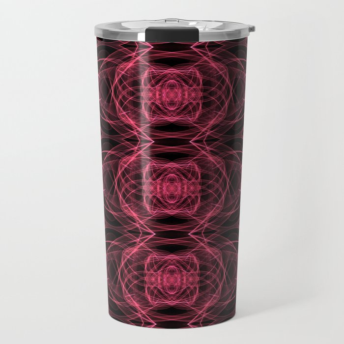 Liquid Light Series 4 ~ Red Abstract Fractal Pattern Travel Mug