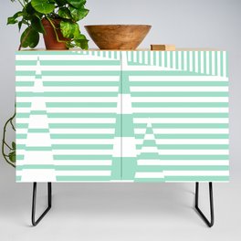 Stripes on Stripes - Mint Green and White Credenza