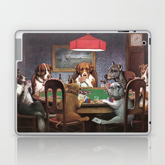 Dogs Playing Poker A Friend In Need Painting Laptop Ipad Skin By