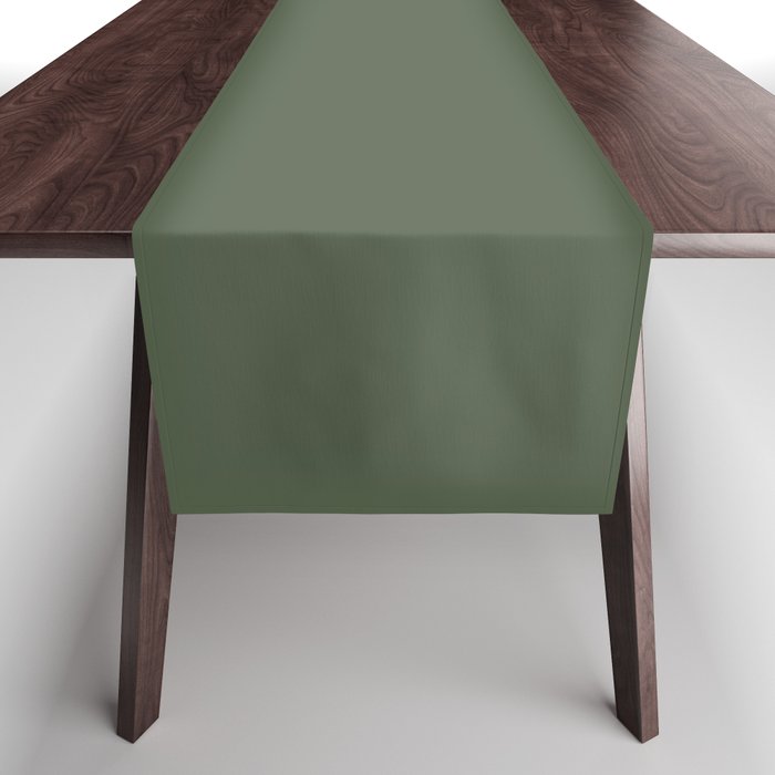 Dark Green-Brown Solid Color Pantone Bronze Green 18-0317 TCX Shades of Green Hues Table Runner