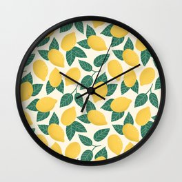 Lemons and Leaves - Hand Drawn Illustration Wall Clock
