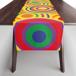 Bright Colors Pop Funky Colorful Circles  Table Runner