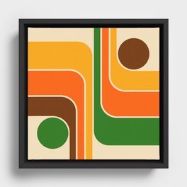1970s Retro Vintage Style Geometric Design 743 Scandi Framed Canvas