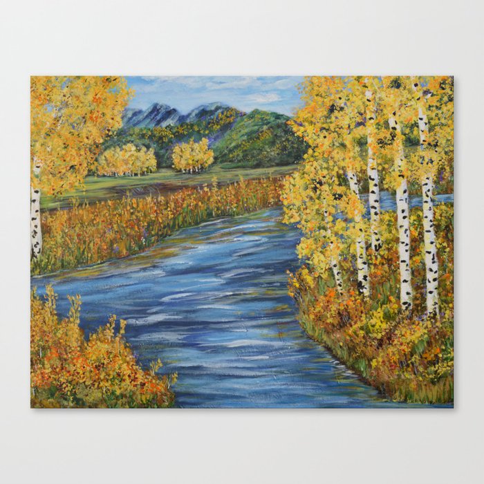 Autumn In The Mountains Fall Decor Aspen Birch Tree Painting