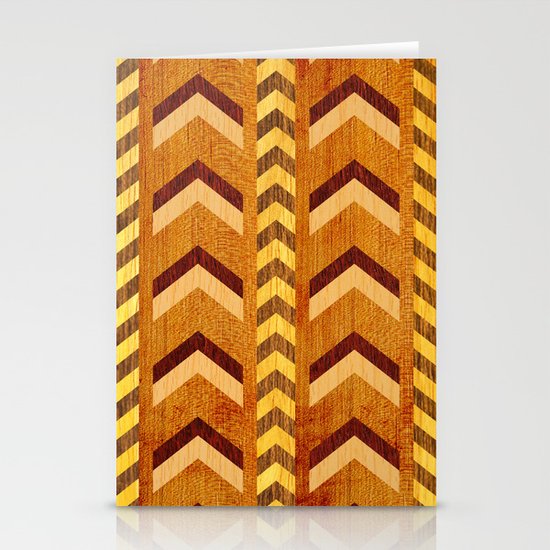 Wood Inlaid Chevrons Stationery Cards