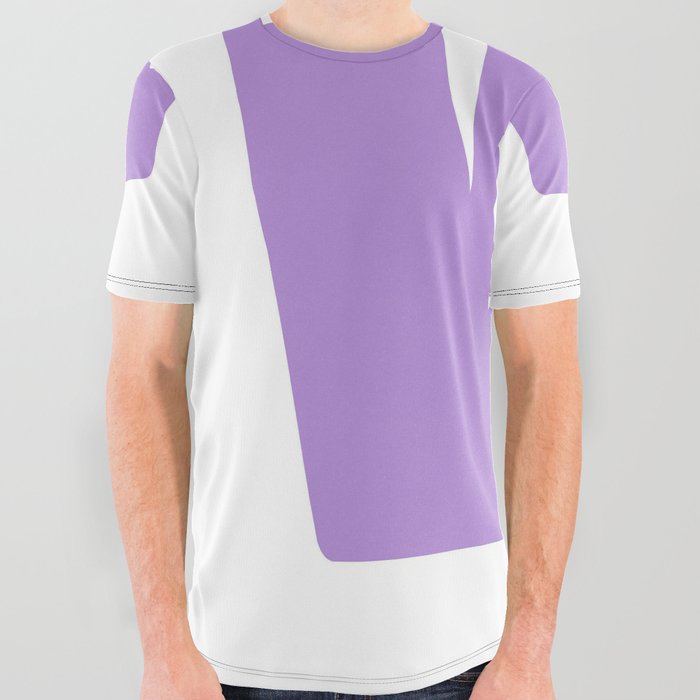 W (Lavender & White Letter) All Over Graphic Tee