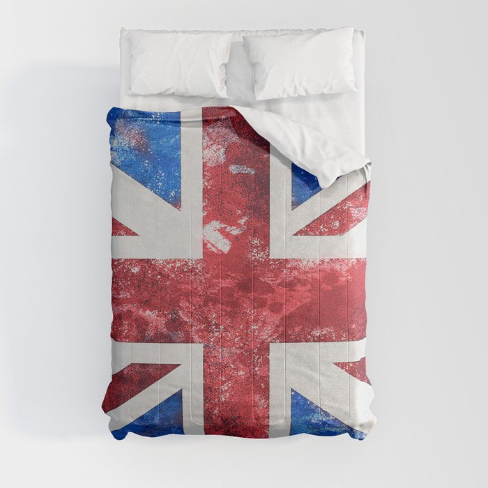 Union Jack Great Britain Flag Grunge Comforter