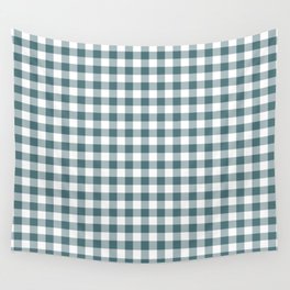 Dark Aqua White Buffalo Plaid Checkerboard Pattern 2023 Color of the Year Vining Ivy PPG1148-6 Wall Tapestry