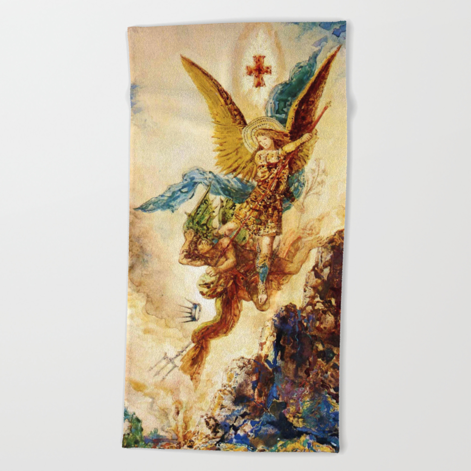 Gustave Moreau Saint Michael Beach Towel By Alexandra Arts