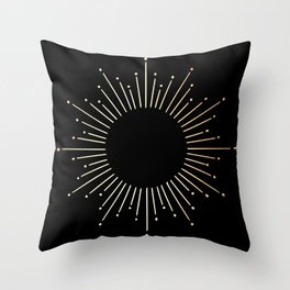 Sunburst Gold Copper Bronze on Black Throw Pillow