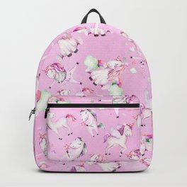 Cute Girly Pink Unicorn Rainbow Watercolor Backpack | Mystical, Pinkunicorn, Watercolorpattern, Fantasy, Modern, Girly, Rainbow, Pattern, Handpaintedpattern, Watercolor 