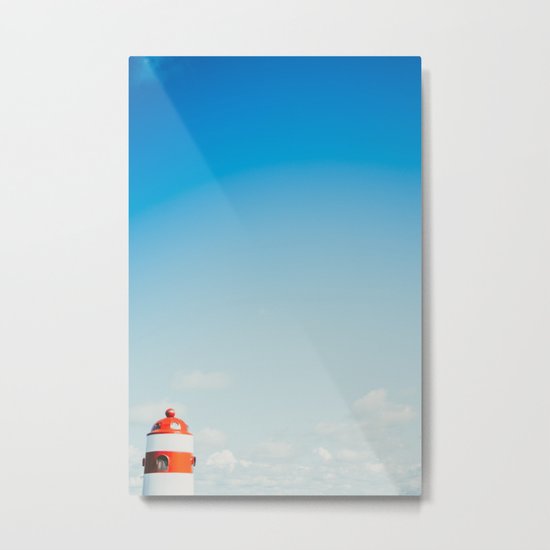 Red White Lighthouse Metal Print