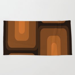 Mid Century Modern Long Rectangles Dark Burnt Orange Beach Towel