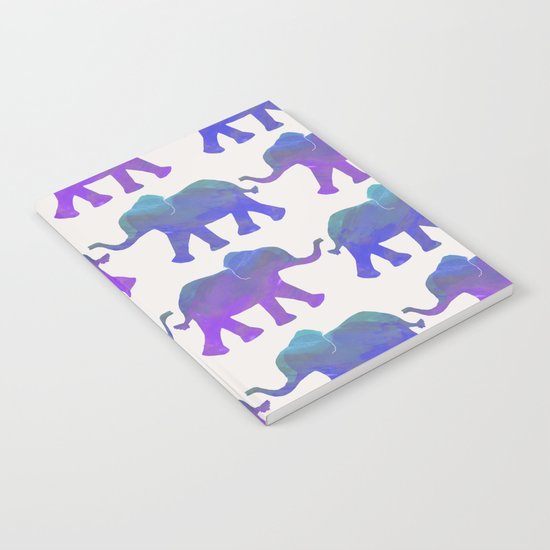 Follow The Leader - Painted Elephants in Royal Blue, Purple, & Mint Notebook