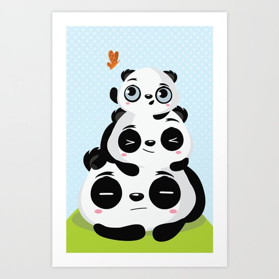 Panda family Art Print