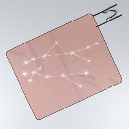 Gemini Zodiac Constellation - Pink Rose Picnic Blanket