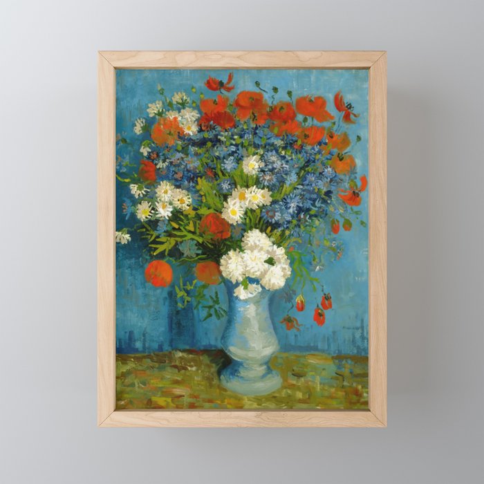Vincent Van Gogh Vase With Cornflowers And Poppies Framed Mini Art Print