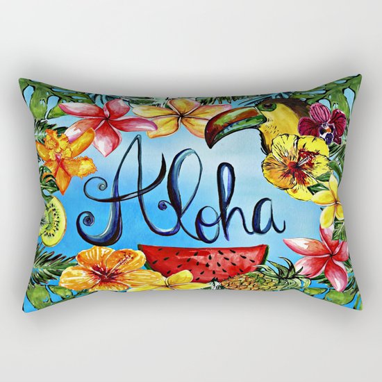 Aloha - Tropical Flower Food and Animal Summer Design on #Society6 Rectangular Pillow