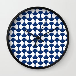 Navy and white mid century mcm geometric modernism Wall Clock