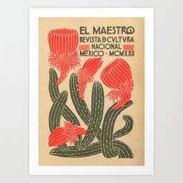 Mexico, Cactus Vintage Wall Art Art Print