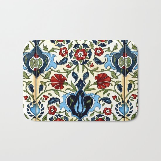 Tile with Carnations Bath Mat