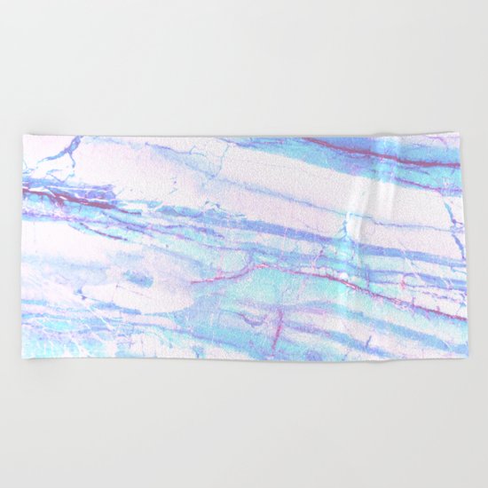 Pastel Marble with Blue Green Purple Beach Towel
