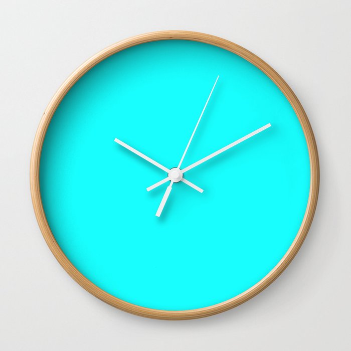 Solid Minimal Cyan Blue Wall Clock