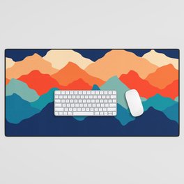 Retro 70s and 80s Classic Vintage Palette Mid-Century Minimalist Mountains Abstract Art Desk Mat