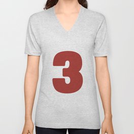 3 (Maroon & White Number) V Neck T Shirt