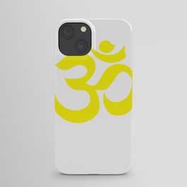 Yellow AUM / OM Reiki symbol on white background iPhone Case