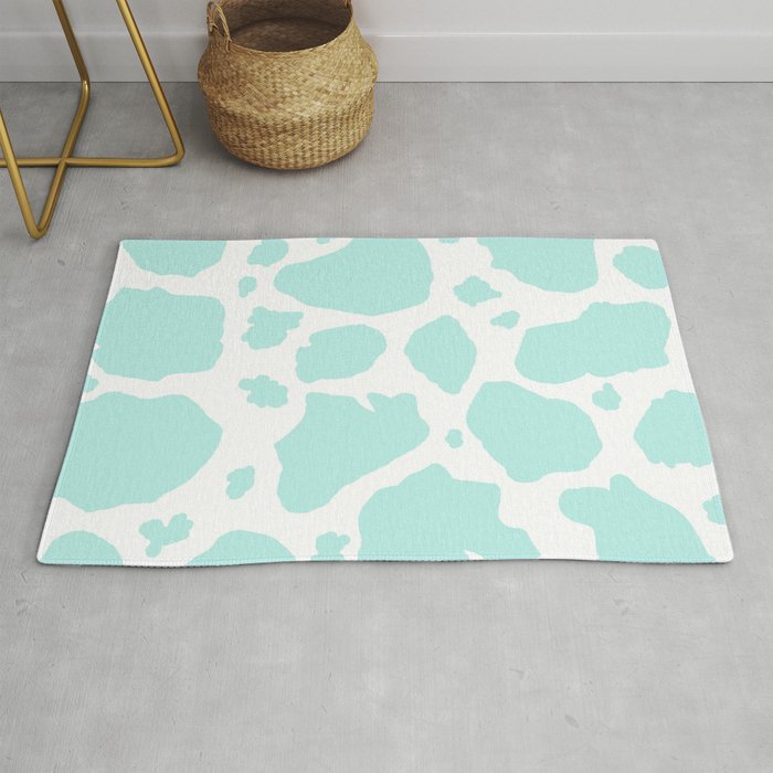 Aqua Blue Mint Green Animal Print Cow Spots Rug By Amygale Society6