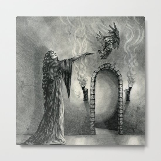 The Owl and the Witch Metal Print