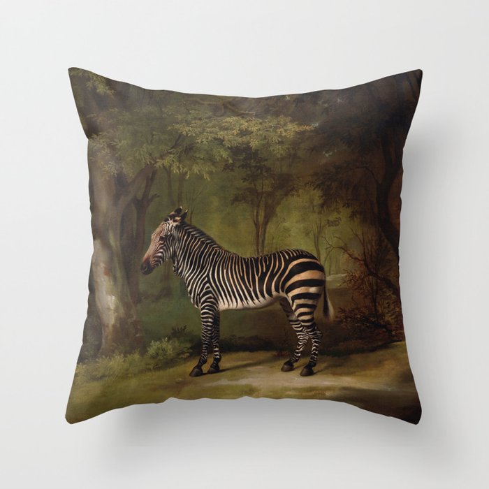 Antique Zebra Oil Painting Throw Pillow
