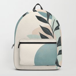 Azzurro Shapes No.53 Backpack | Plant, Watercolor, Leaves, Geometric, Art, Shapes, Minimal, Illustration, Pattern, Color 