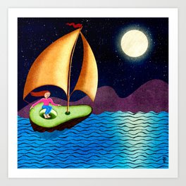  Avocado Sailing at Midnight Art Print