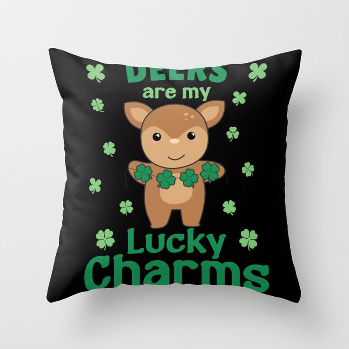 Deers Are My Lucky Charms St Patrick's Day Throw Pillow