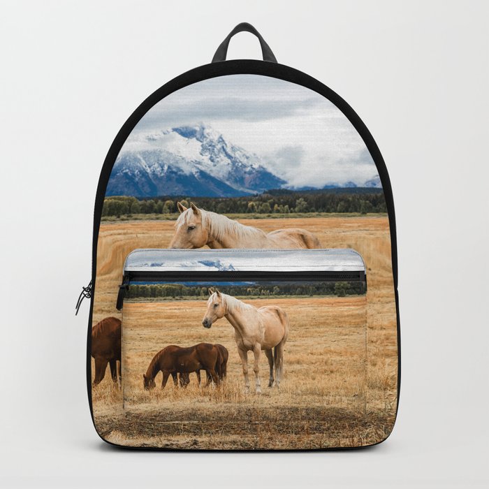 Mountain Horse - Palomino Horse on Autumn Day in Grand Teton National Park Wyoming Backpack