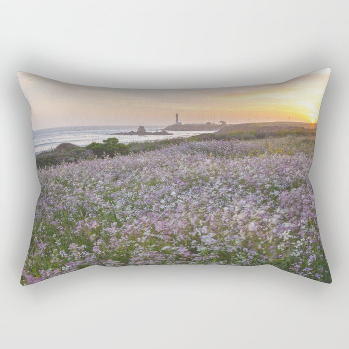 Wildflowers and Lighthouse  Rectangular Pillow