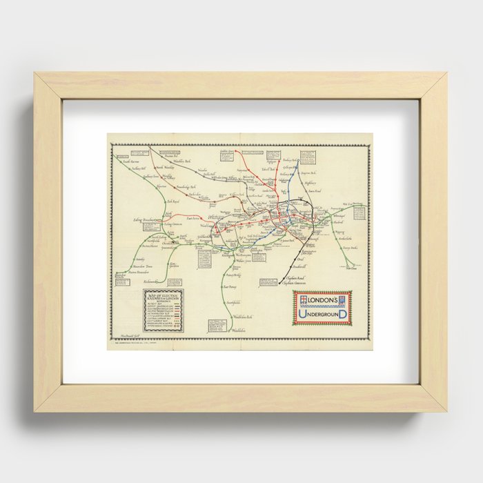 London underground railways.-Vintage Pictorial Map Recessed Framed Print