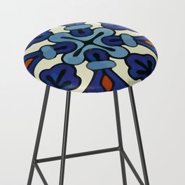 Baroque blue ornamental abstract talavera tile modern mexican home decor Bar Stool