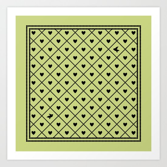 Never Far Away (from the Valentine set) (colors: legally lime) Art Print
