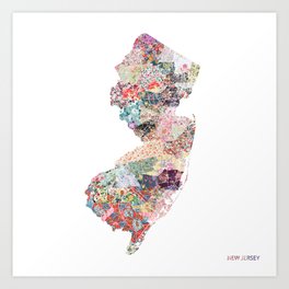 New Jersey map Art Print