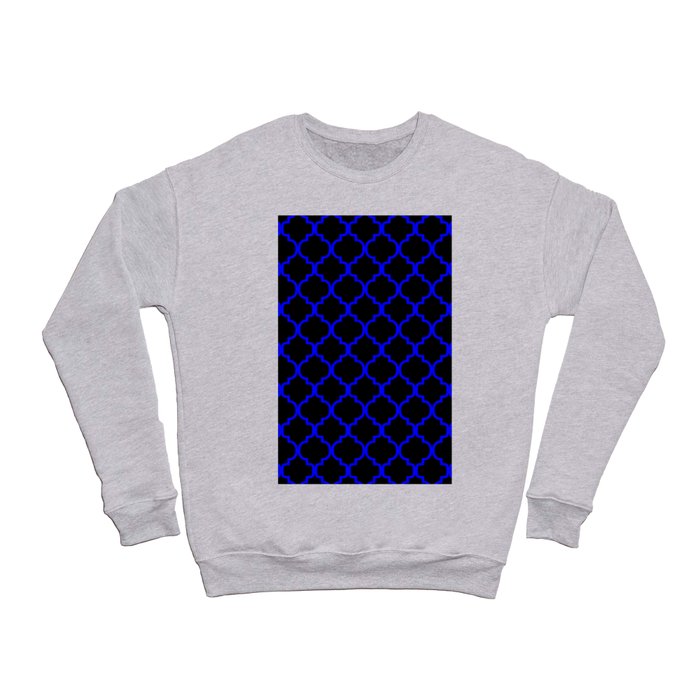 Moroccan Trellis (Blue & Black Pattern) Crewneck Sweatshirt