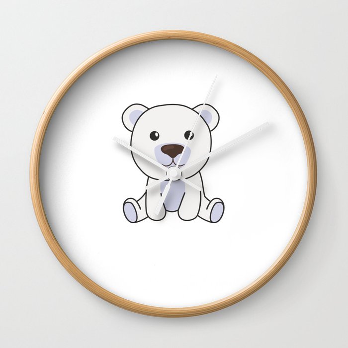 Polar Bear Bears Cute Animals For Kids Baby Bear Wall Clock