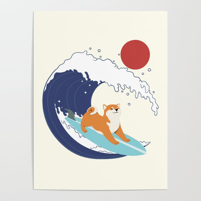 Let's Surf Shiba Poster