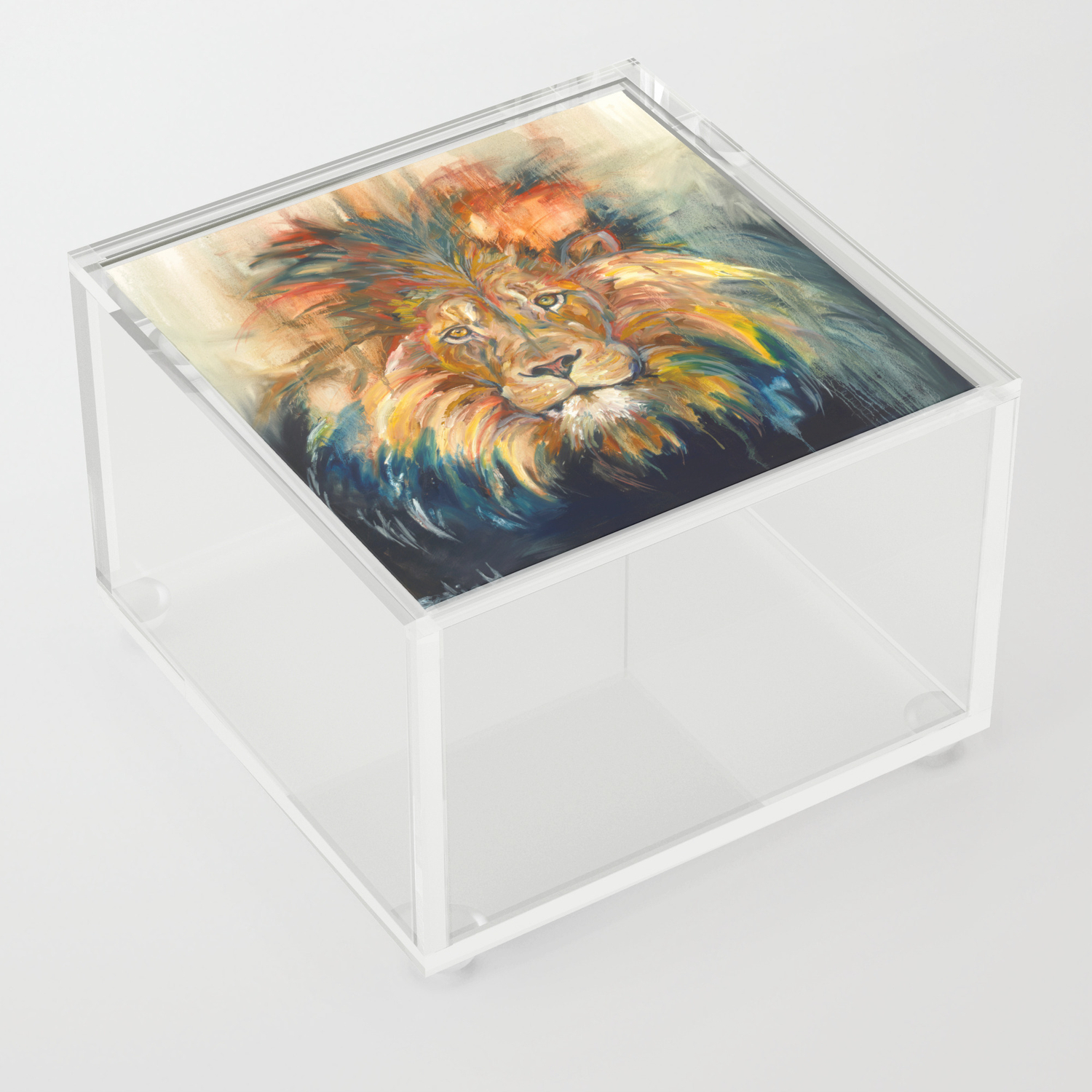 Lion Oil Painting Acrylic Box By Sophiagraefdesigns Society6