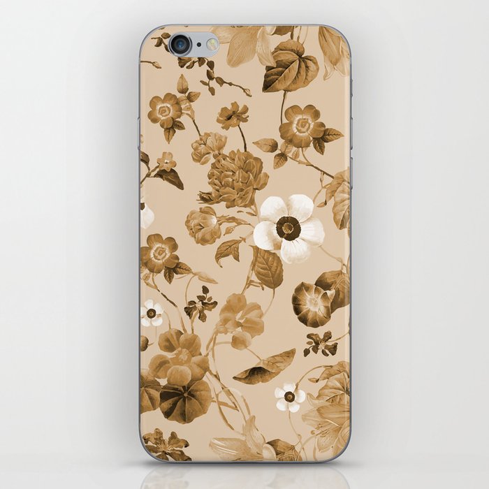 Vintage bronze floral botanical iPhone Skin