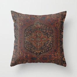 Boho Chic Dark I // 17th Century Colorful Medallion Red Blue Green Brown Ornate Accent Rug Pattern Throw Pillow