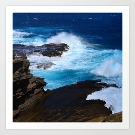 Luxurious, Tropical Ocean Surf in Azure and Turquoise Art Print